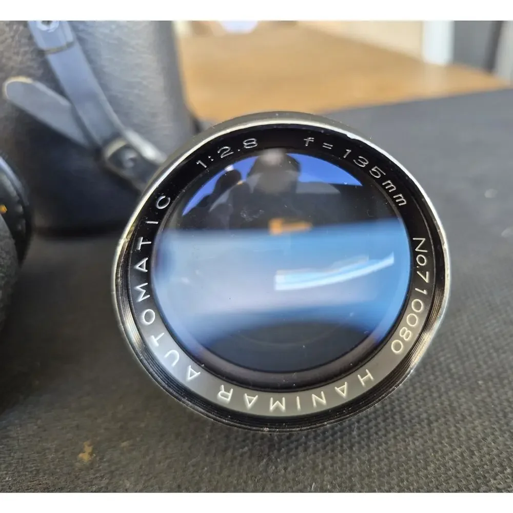 Vintage Hanimar Auto 1:2.8 F=135 mm Camera Lens Japanese W/ Case, For Parts